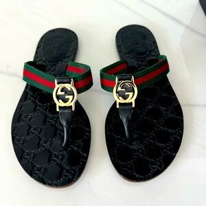 Gucci GG Striped Thong Sandals